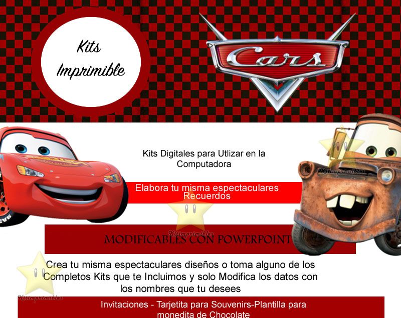Kit Imprimible Candy Bar Cars Y Mate Golosinas Cumples Y Mas 99.0